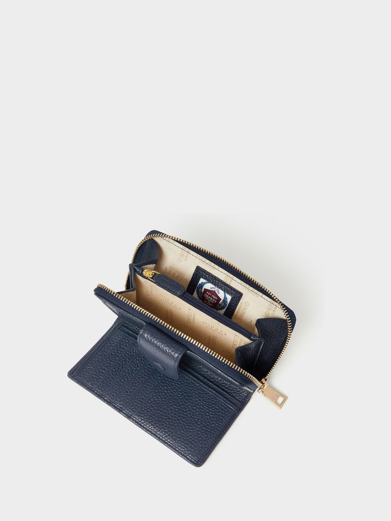 Osprey London blue medium leather purse, imported from the UK