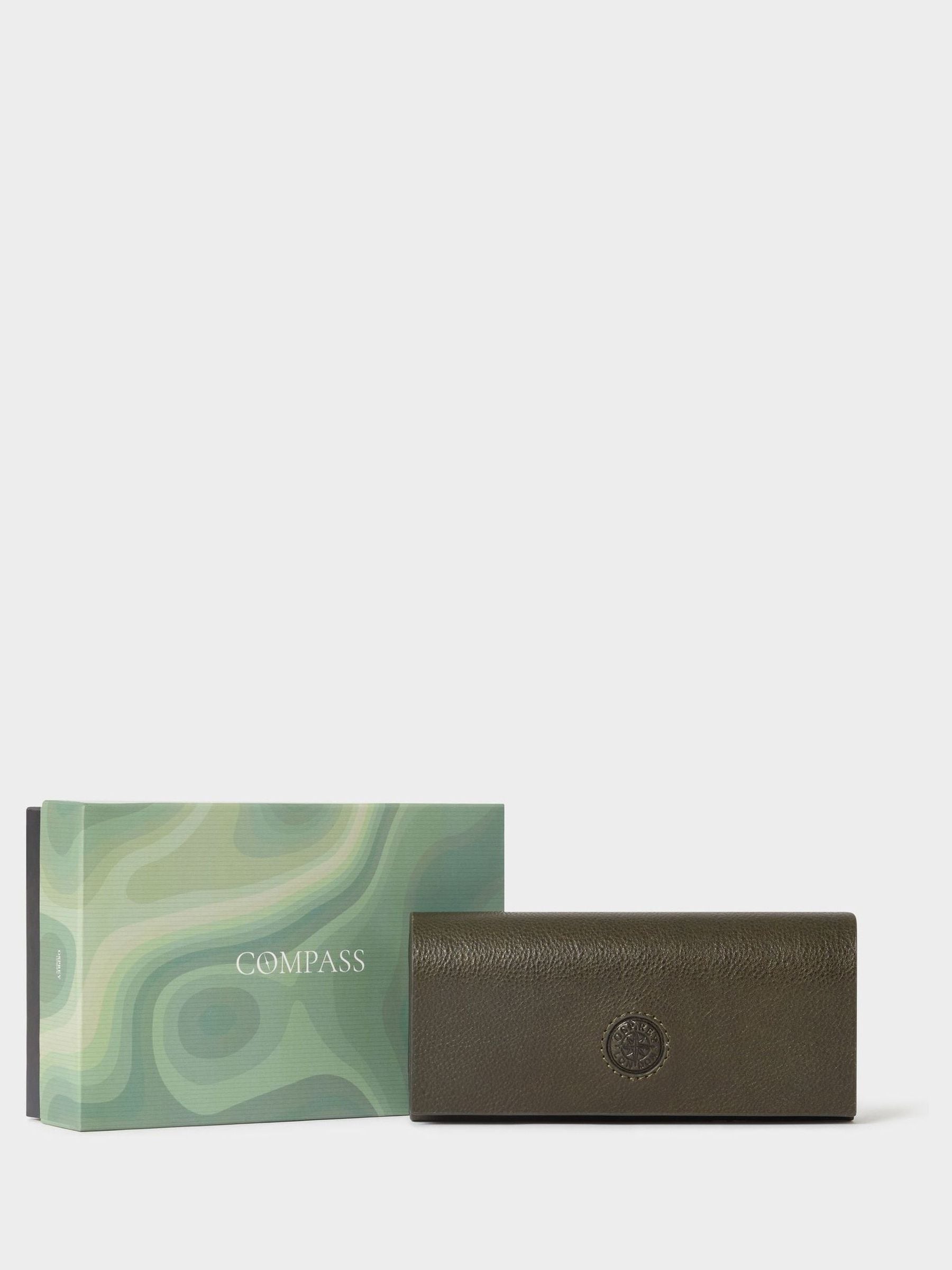 Osprey London green leather glasses case The Compass - British product
