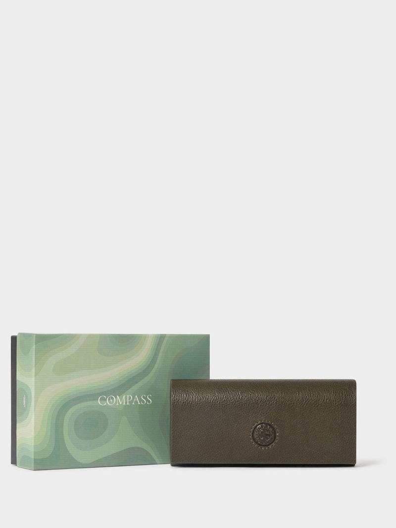 Osprey London green leather glasses case The Compass - British product