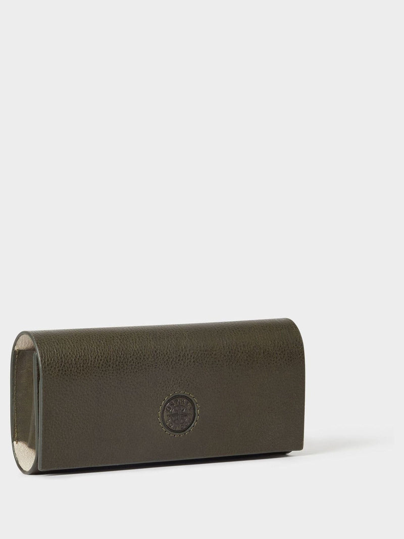 Osprey London green leather glasses case The Compass - British product