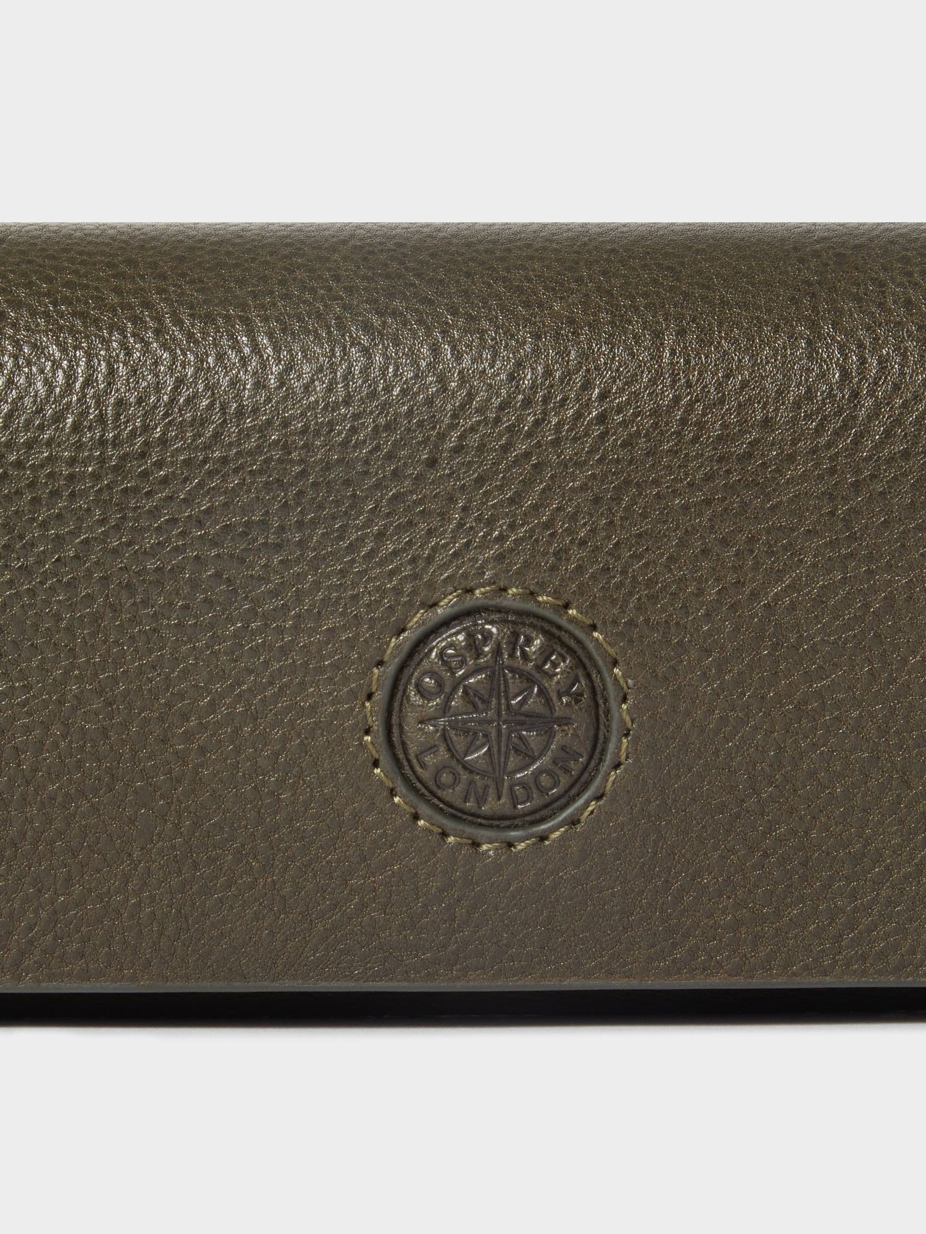 Osprey London green leather glasses case The Compass - British product