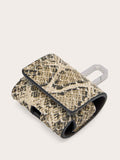 AllSaints white snake-print leather Airpod case (British brand)