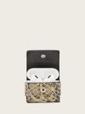 AllSaints white snake-print leather Airpod case (British brand)