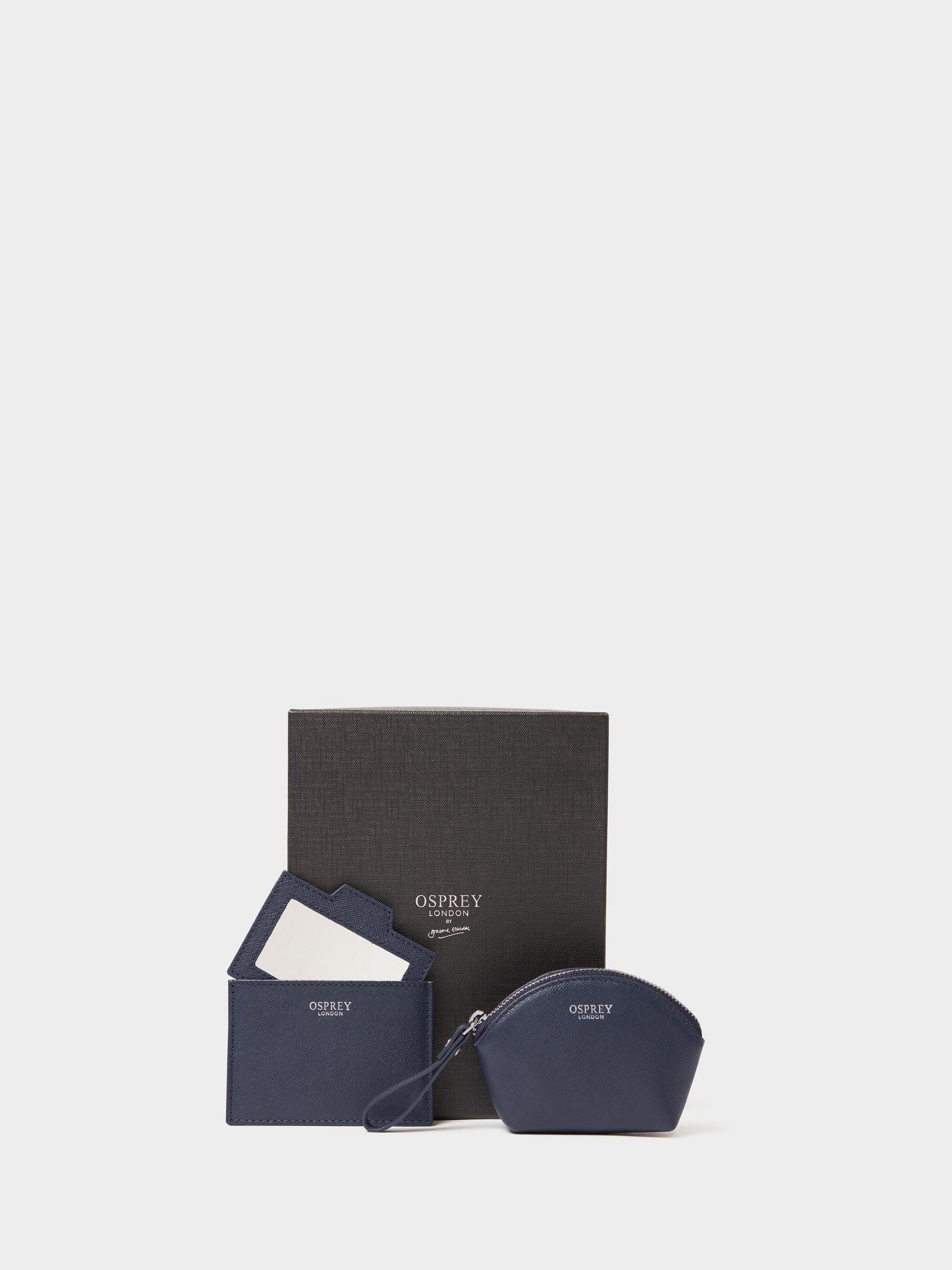Osprey London Blue The Neptune Leather Mirror Card Holder & Small Pouch