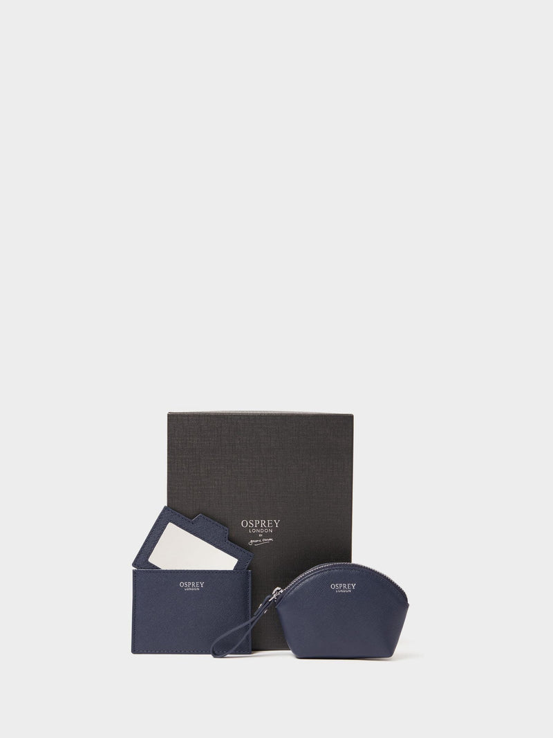 Osprey London Blue The Neptune Leather Mirror Card Holder & Small Pouch