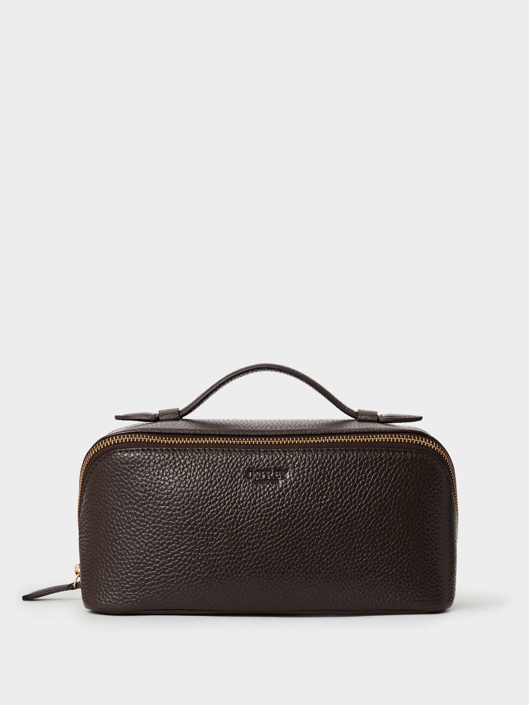 Osprey London The Jet Set brown leather washbag, UK version