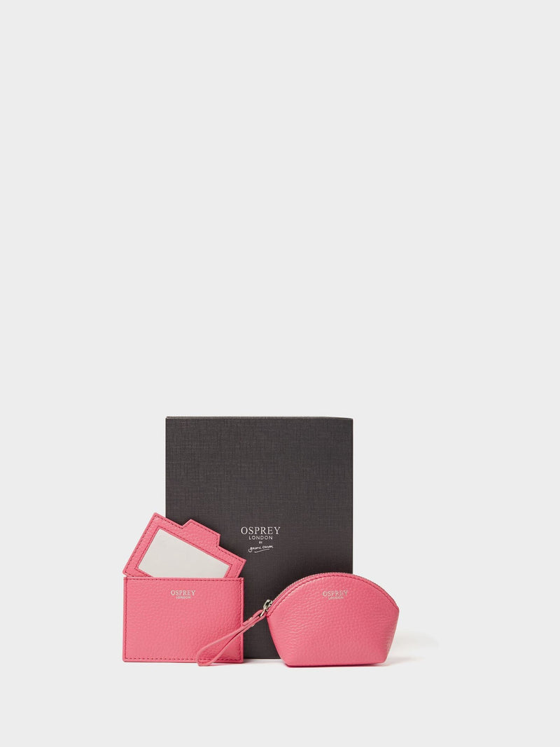 Osprey London Pink The Neptune Leather Mirror Card Holder & Small Pouch