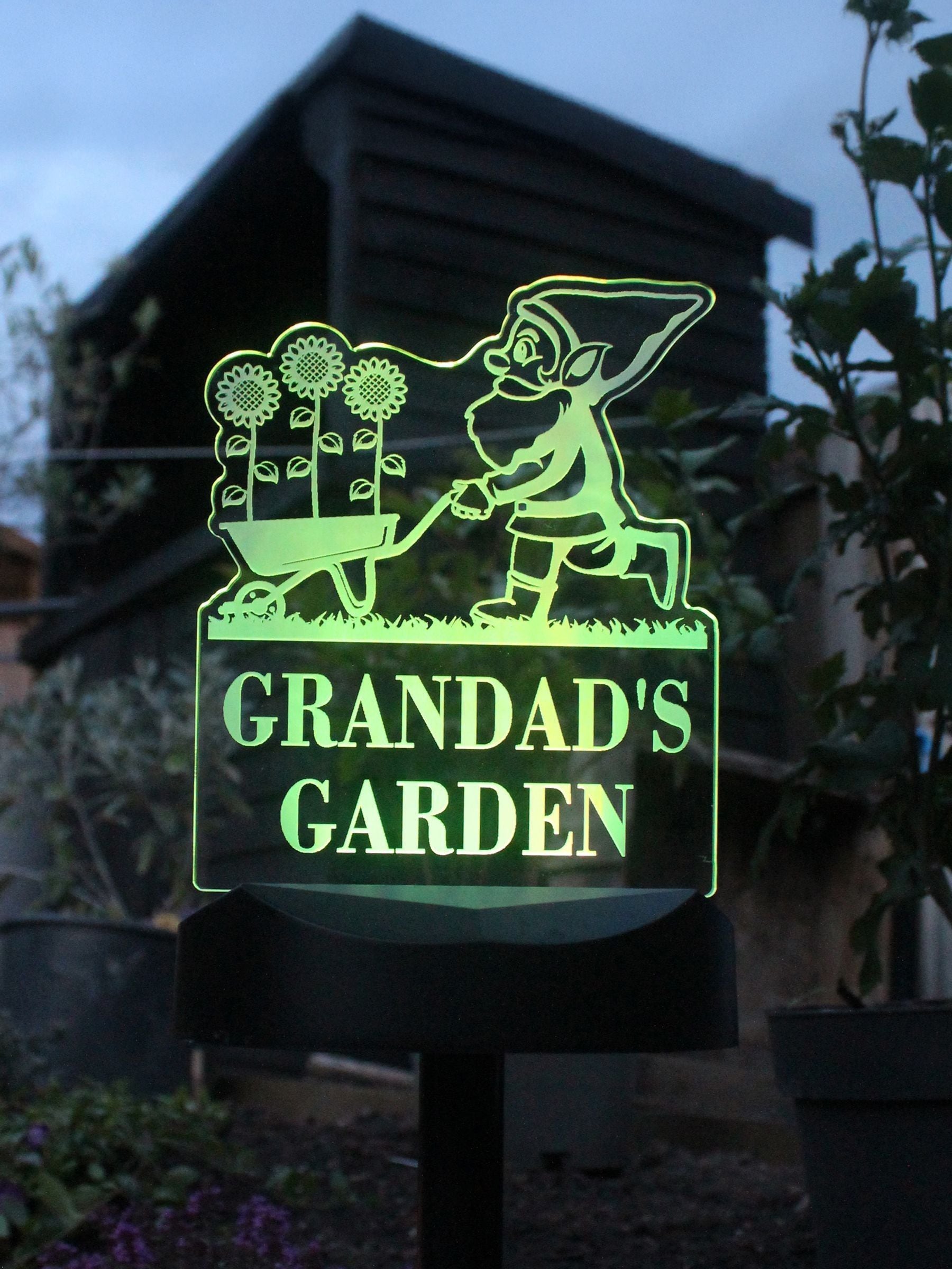 PMC personalised gnome solar light, imported from the UK