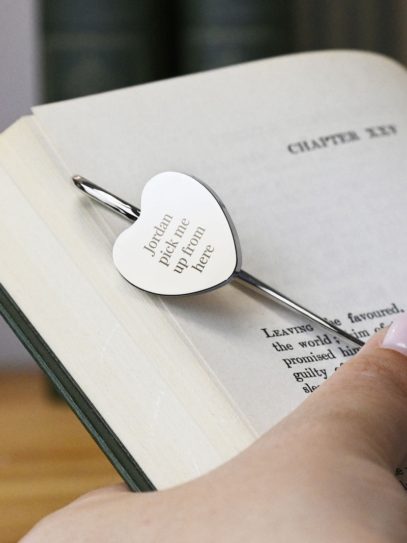 PMC personalised silver heart bookmark metal - British product