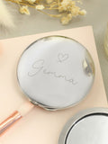 PMC personalised silver heart compact mirror, imported from the UK