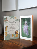 PMC personalised baby photo frame wooden hinged 6x4, imported from the UK