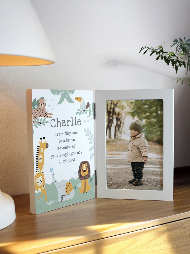 PMC personalised baby photo frame wooden hinged 6x4, imported from the UK