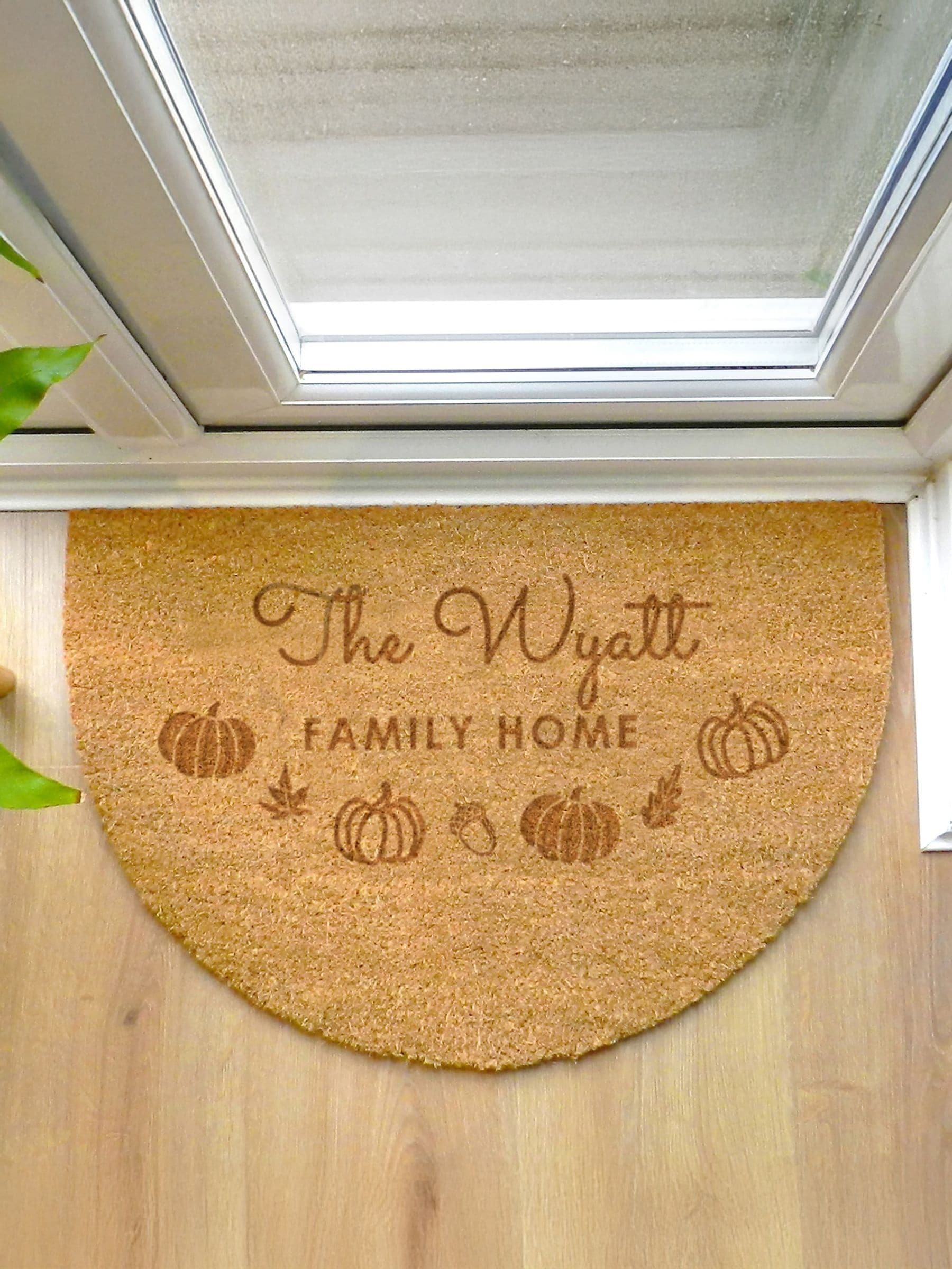 PMC personalised pumpkin half-moon doormat 60cm x 40cm (British brand)
