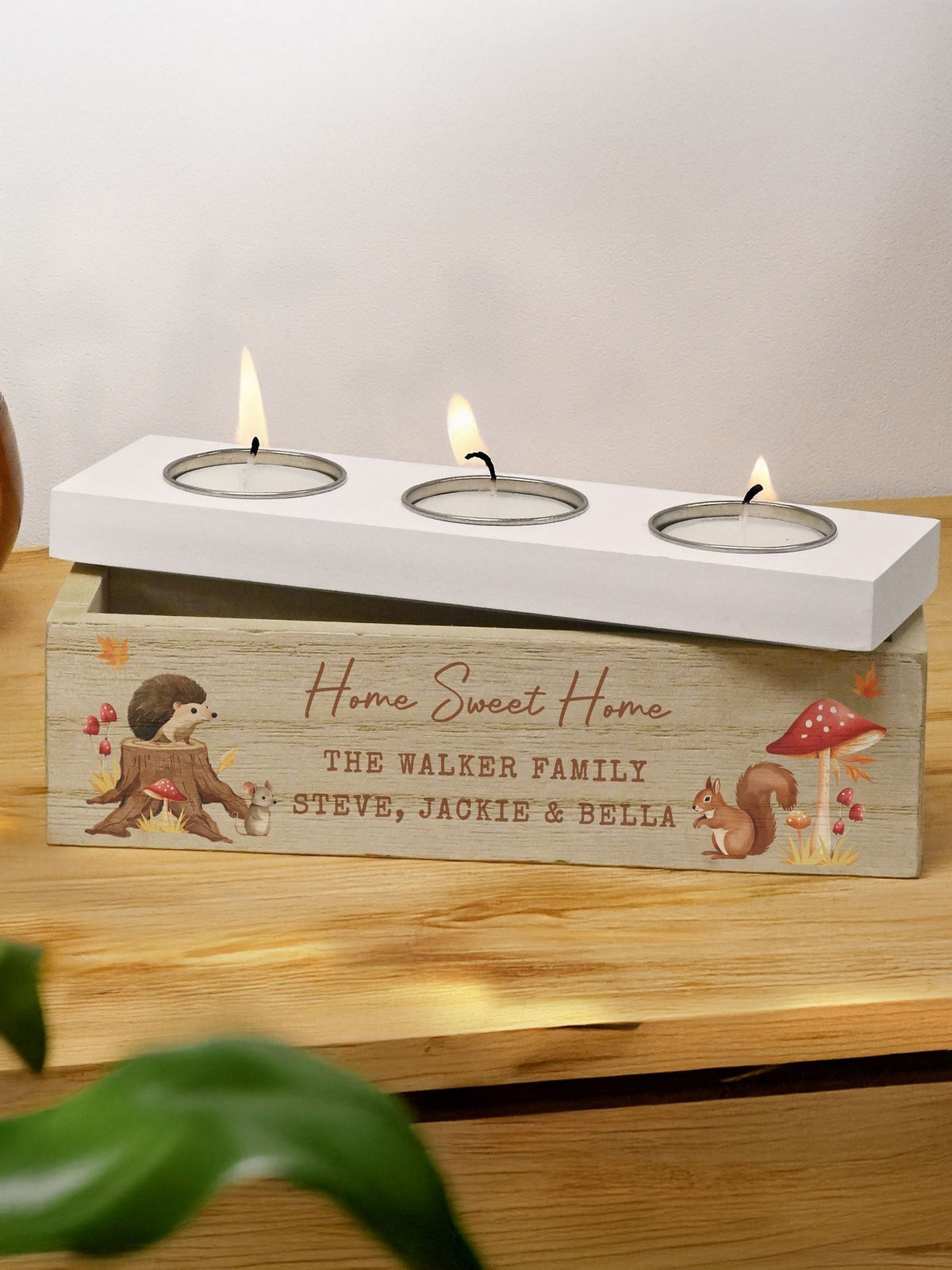 PMC personalised autumn tea light box (British brand)