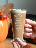 PMC personalised autumn latte glass (British brand)