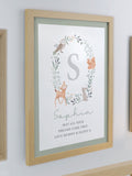 PMC woodland initial oak framed print 38x30cm - British product