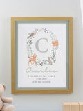 PMC woodland initial oak framed print 38x30cm - British product