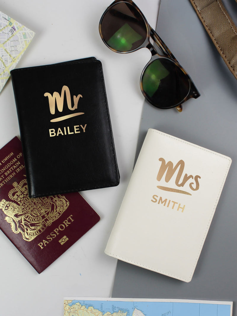 PMC Mr & Mrs personalised passport holder set, imported from the UK