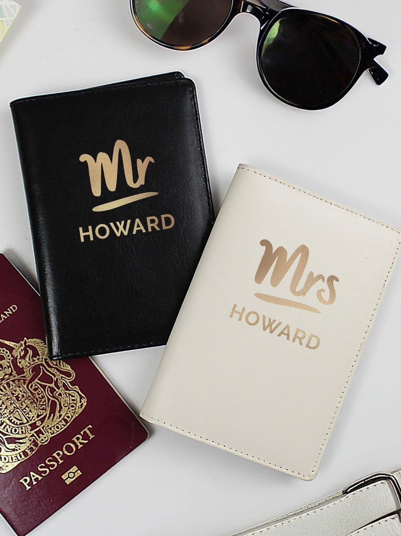 PMC Mr & Mrs personalised passport holder set, imported from the UK