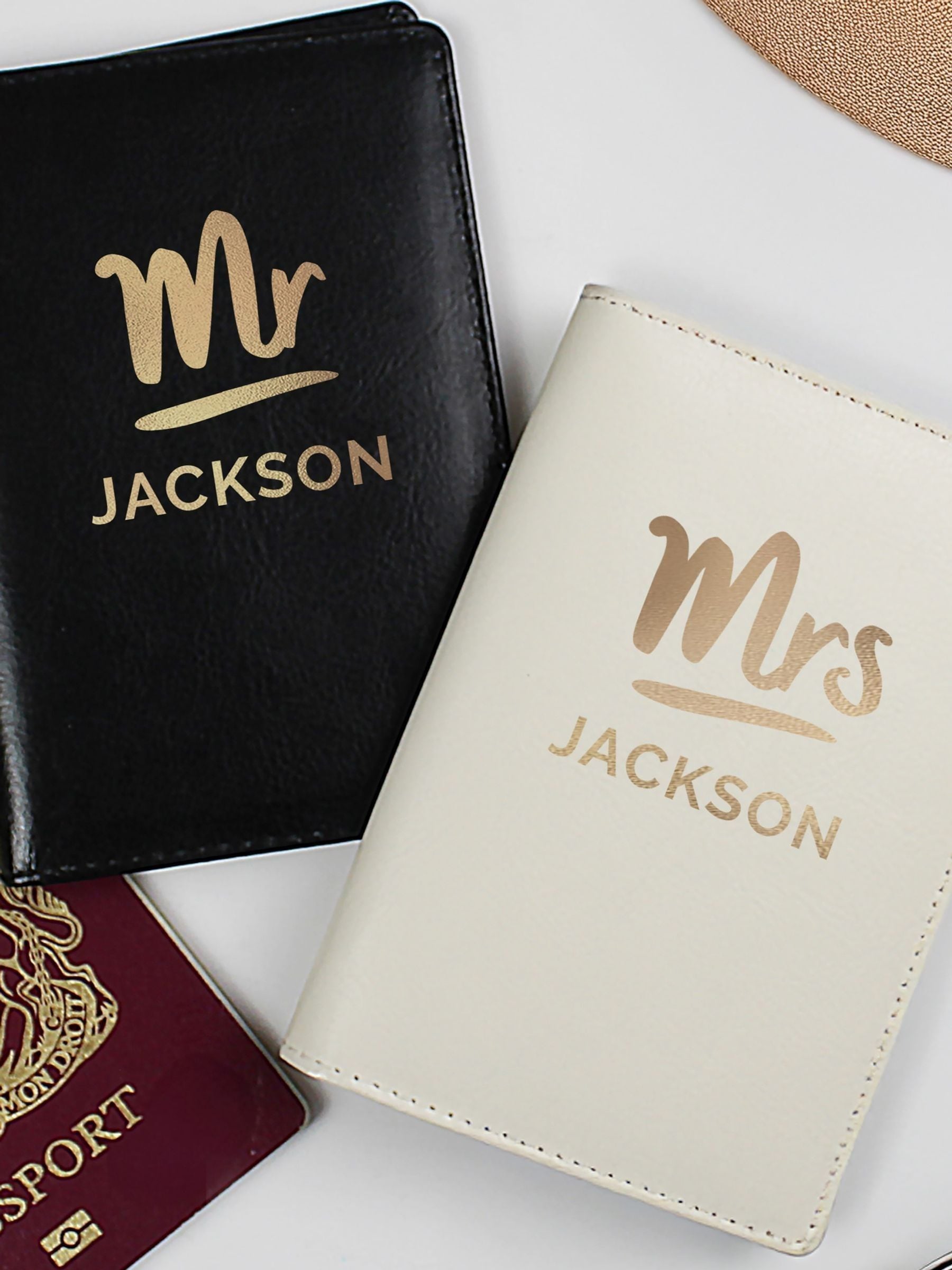 PMC Mr & Mrs personalised passport holder set, imported from the UK