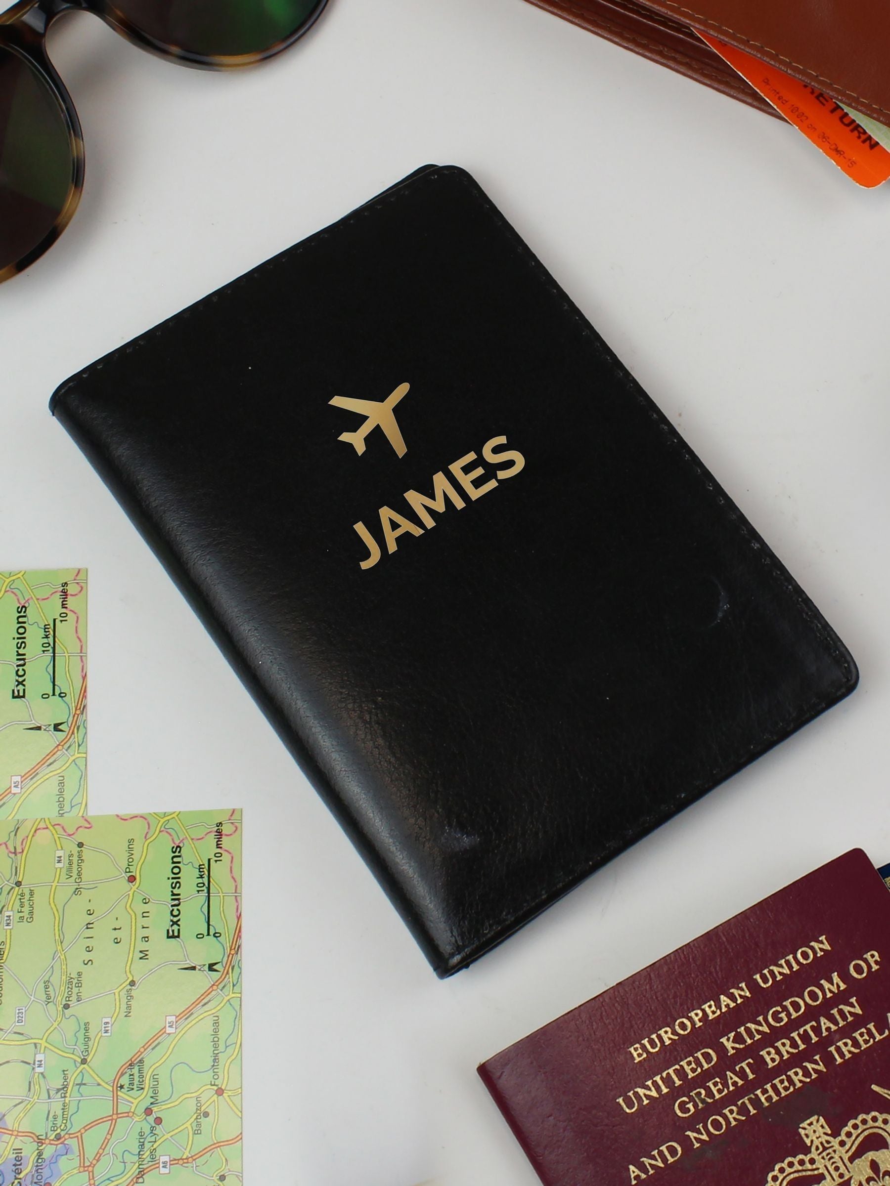 PMC personalised gold plane passport holder, imported from the UK