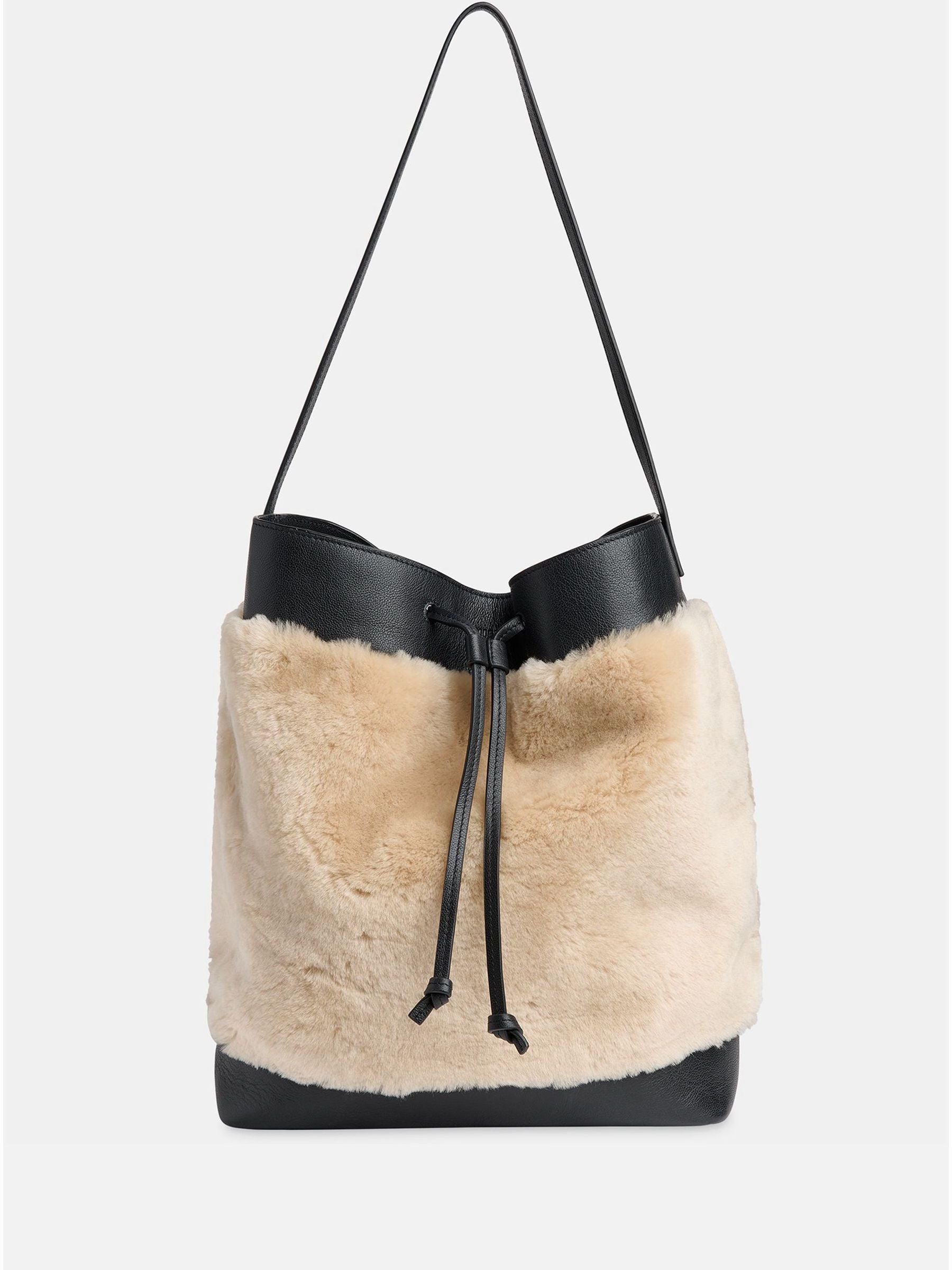Whistles cream shearling tote handbag, UK version