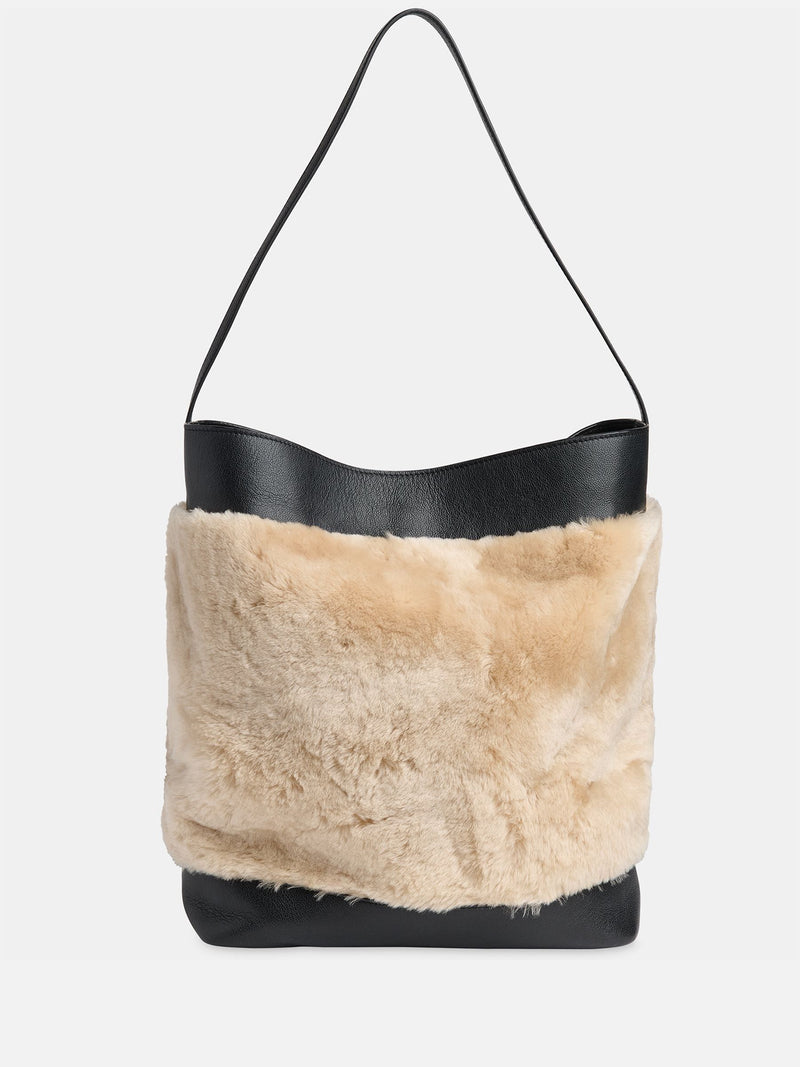 Whistles cream shearling tote handbag, UK version