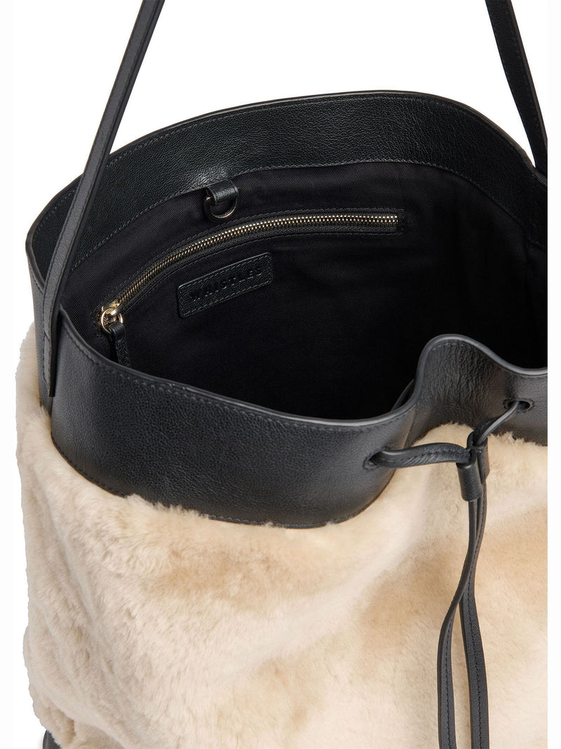 Whistles cream shearling tote handbag, UK version