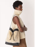 Whistles cream shearling tote handbag, UK version
