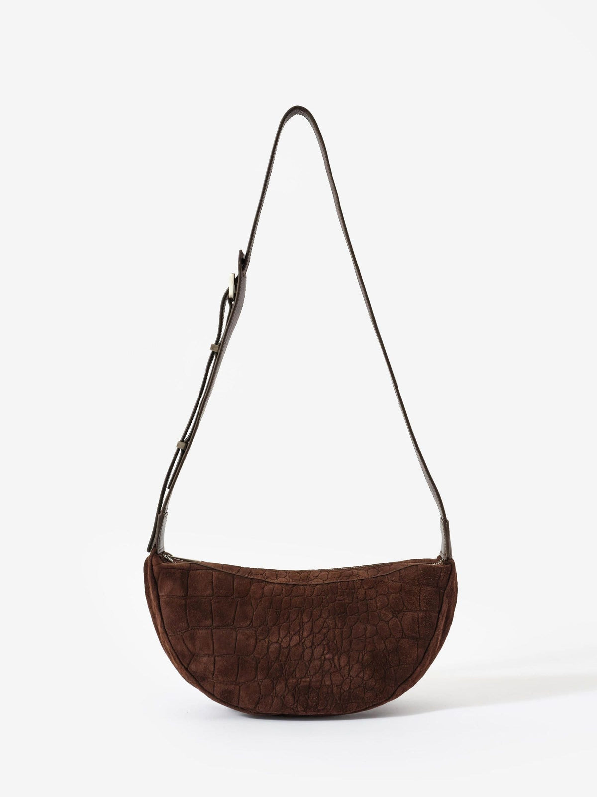 Mint Velvet Brown Dolly textured suede scoop sling bag, UK version