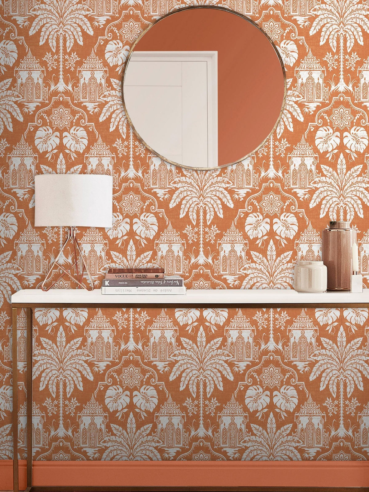 Graham & Brown Orange Imperial A4 wallpaper sample - British product