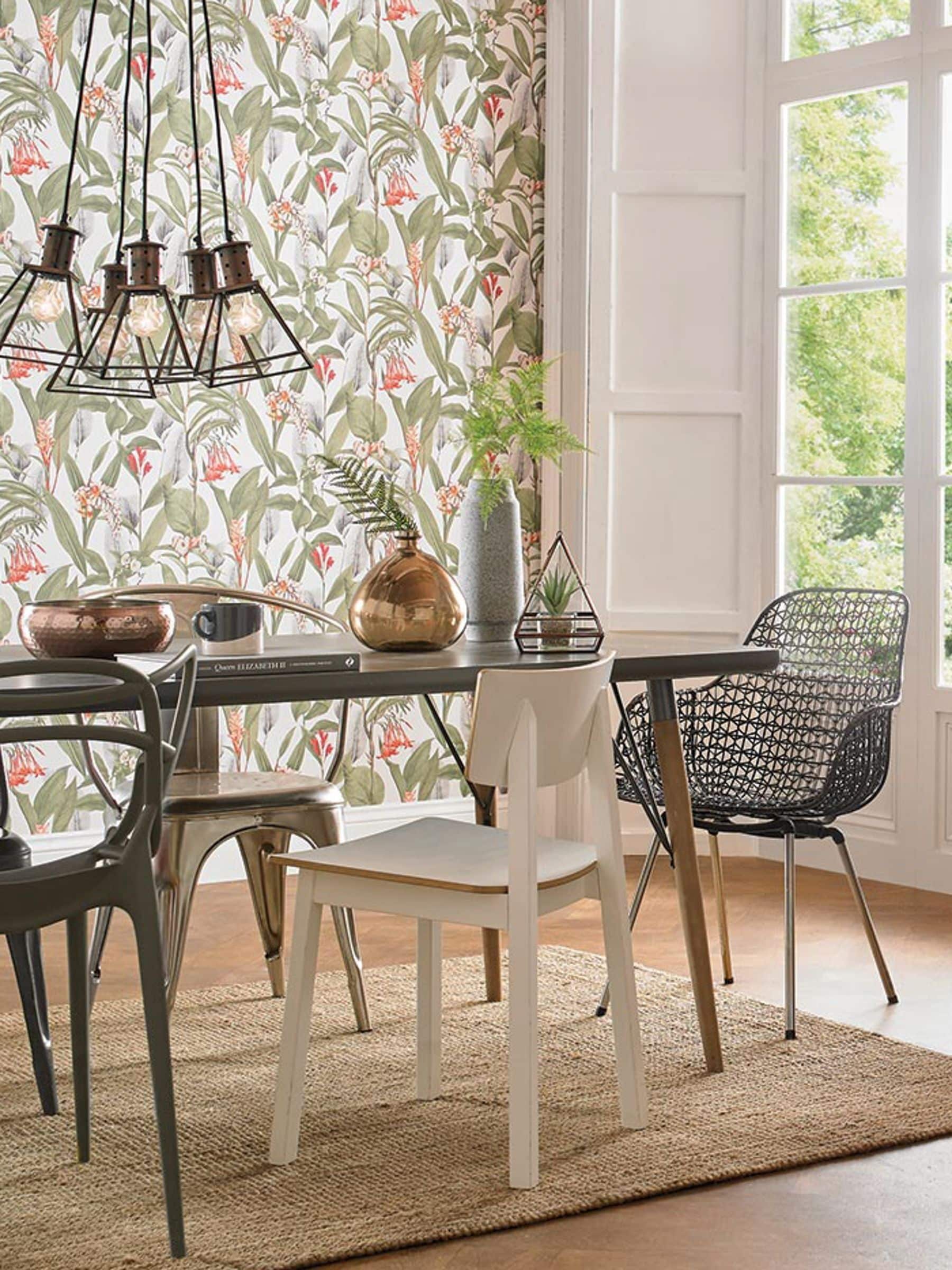 Graham & Brown Powder Botanical A4 wallpaper sample, UK version