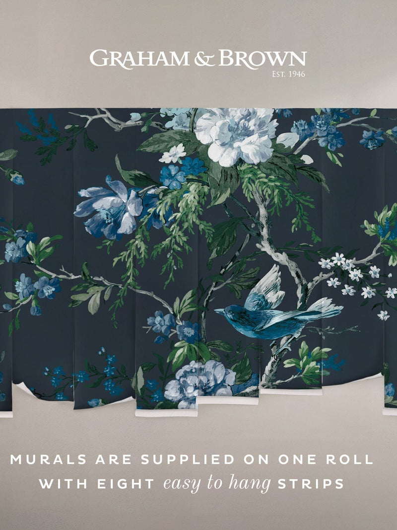 Graham & Brown Midnight Venetian Floral A4 mural sample - British product