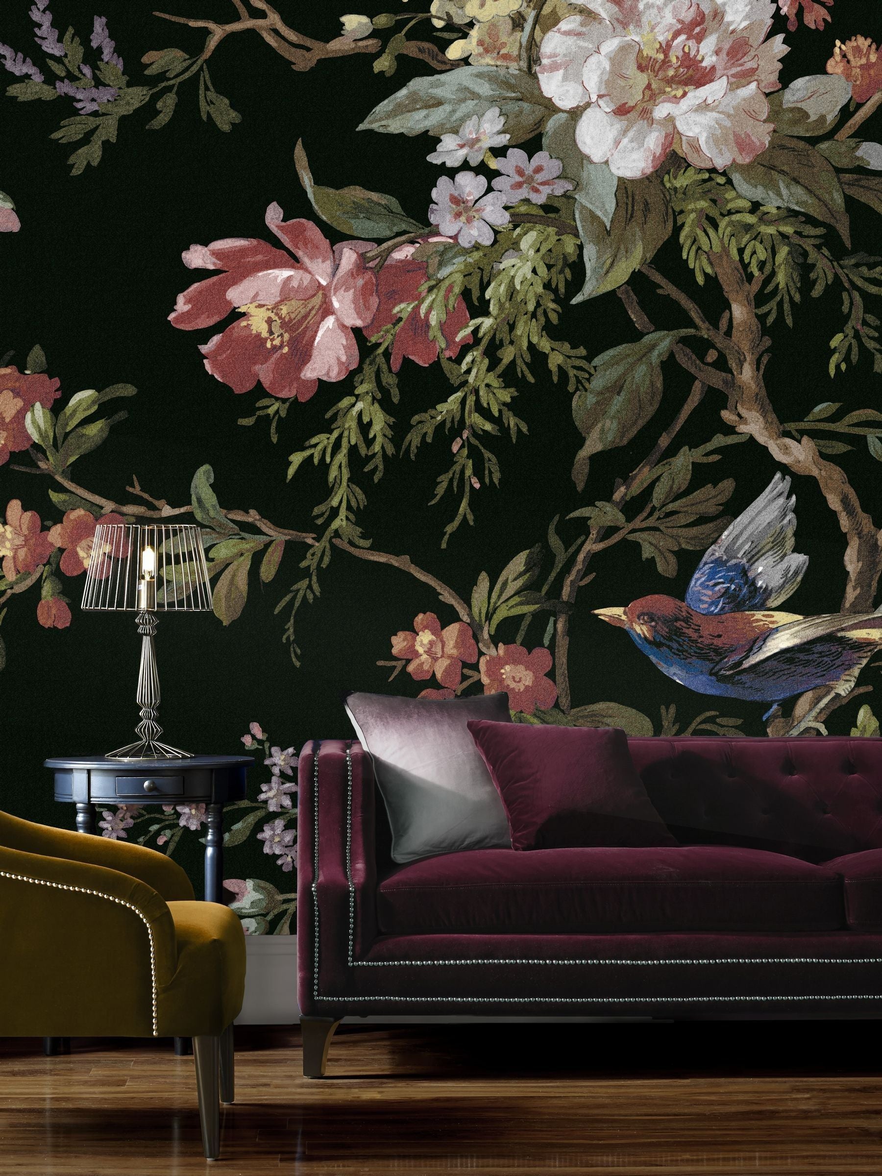 Graham & Brown Midnight Venetian Floral Wall Mural Sample A4