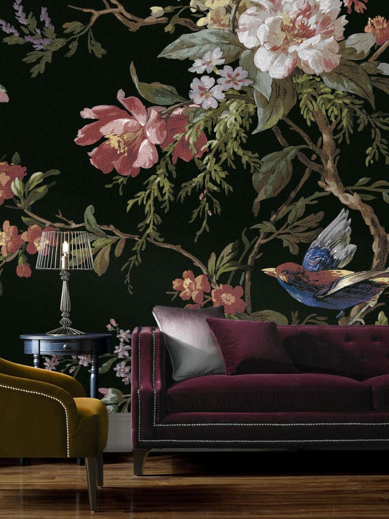 Graham & Brown Midnight Venetian Floral Wall Mural Sample A4