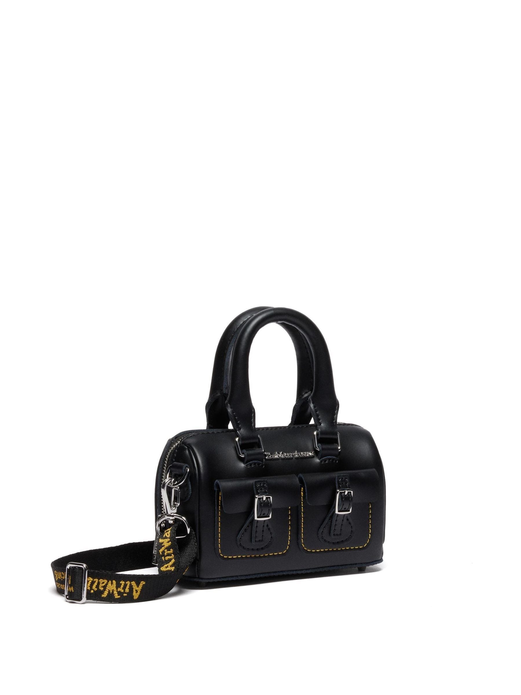 Dr. Martens black mini top handle bag in Kiev leather, imported from the UK