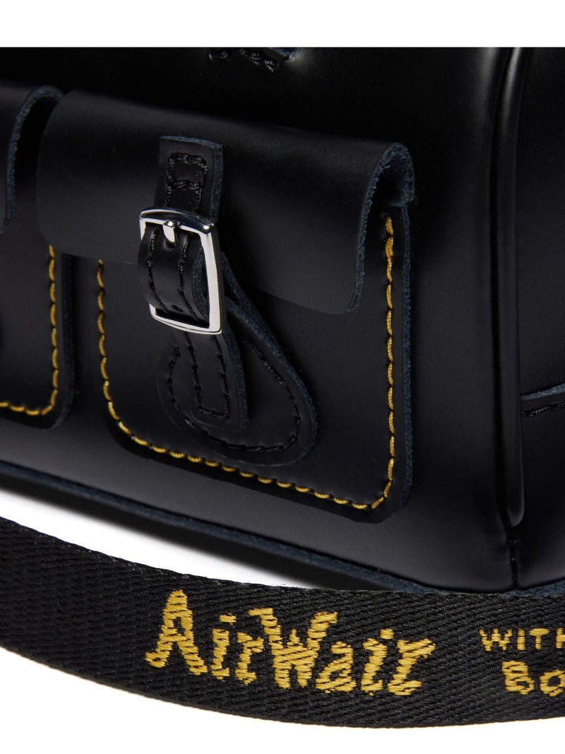 Dr. Martens black mini top handle bag in Kiev leather, imported from the UK