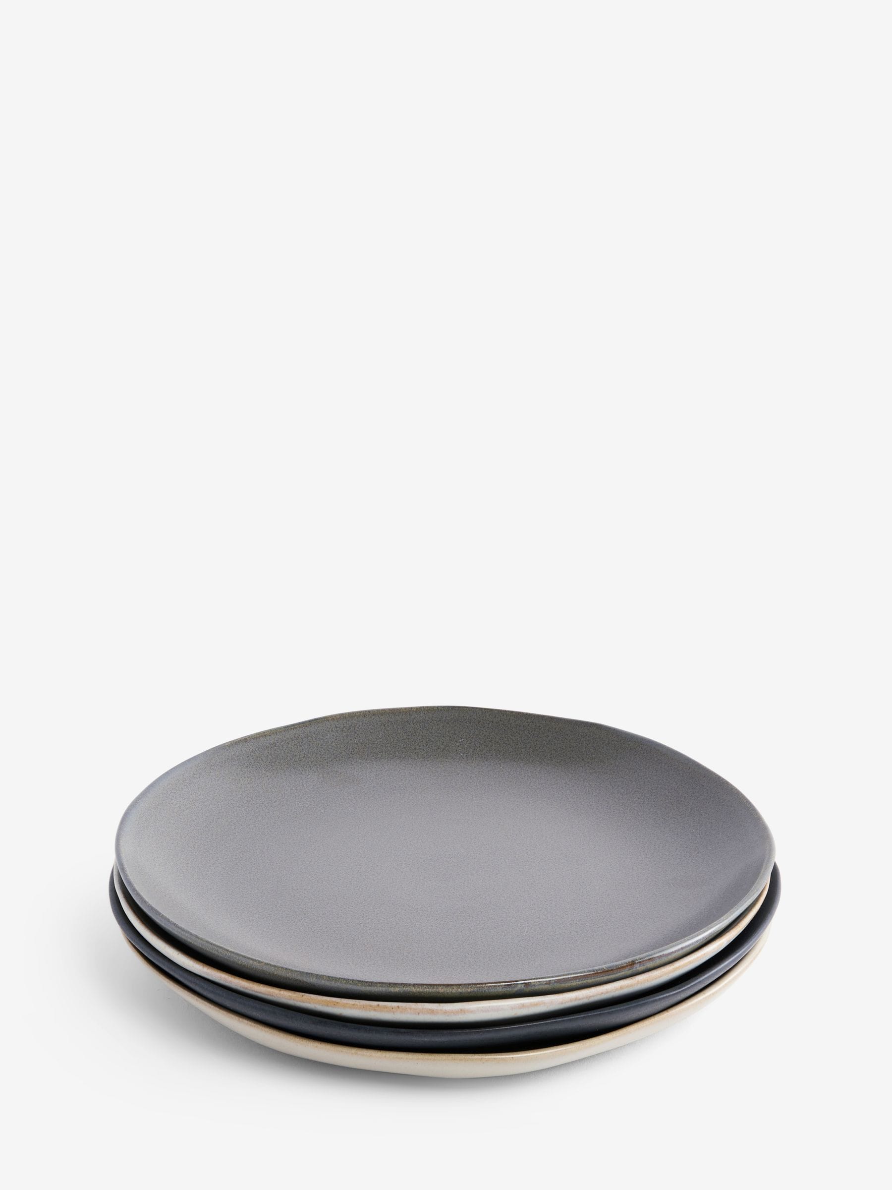 Set of 4 grey Scandi dinner plates stoneware (British brand)