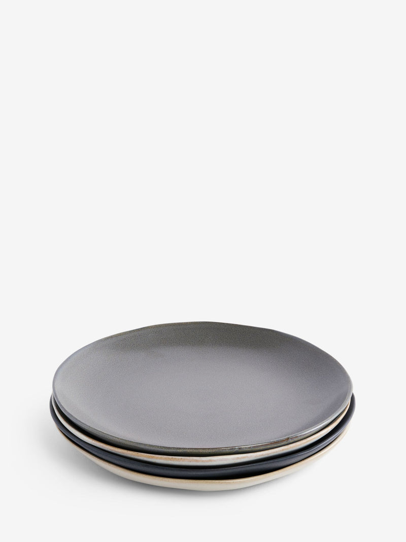 Set of 4 grey Scandi dinner plates stoneware (British brand)