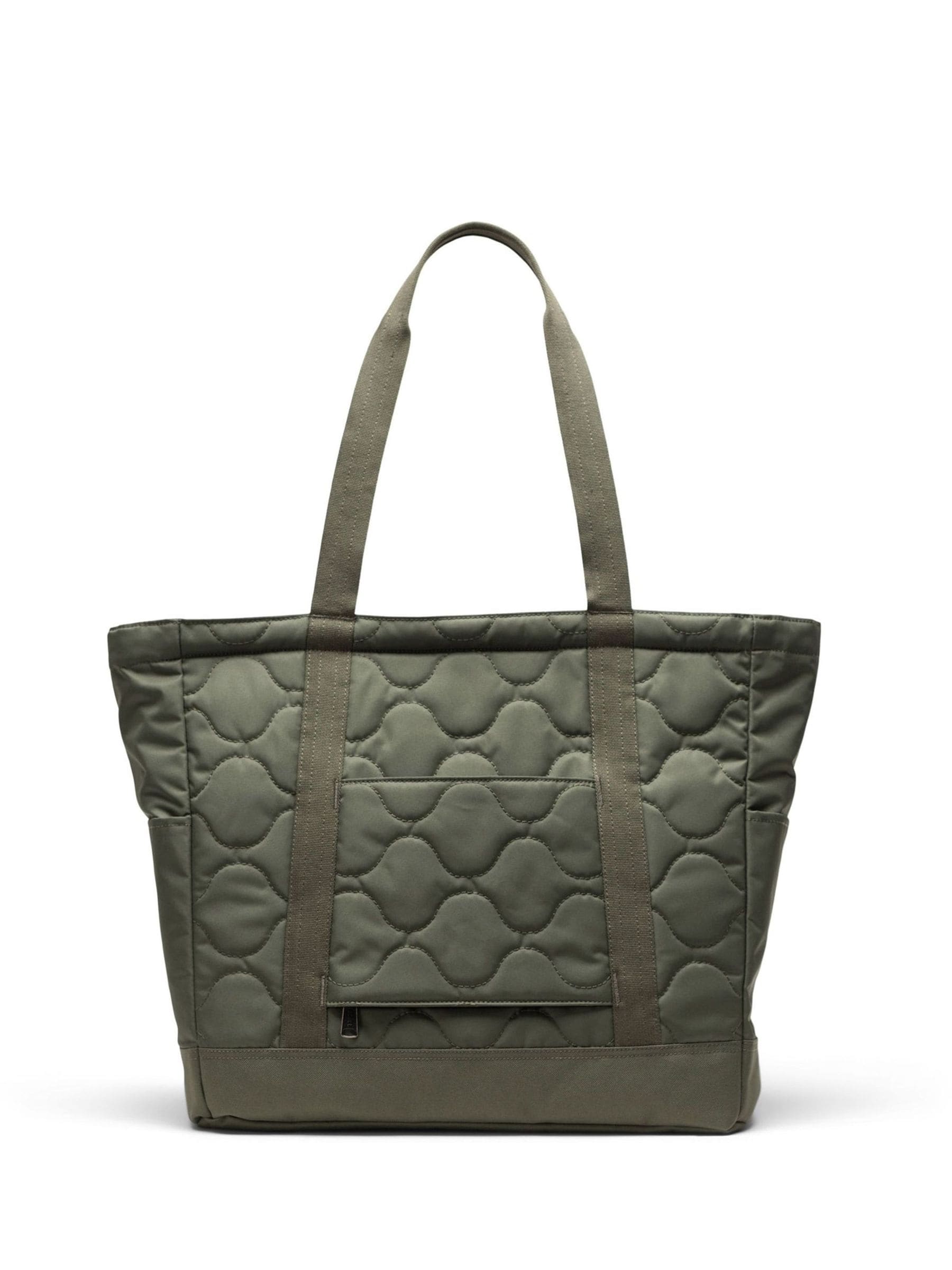 Herschel green heritage quilted capsule tote bag, imported from the UK