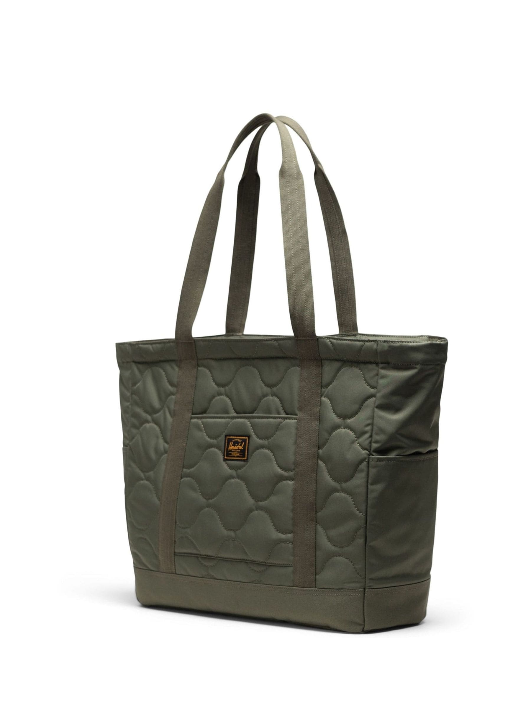 Herschel green heritage quilted capsule tote bag, imported from the UK