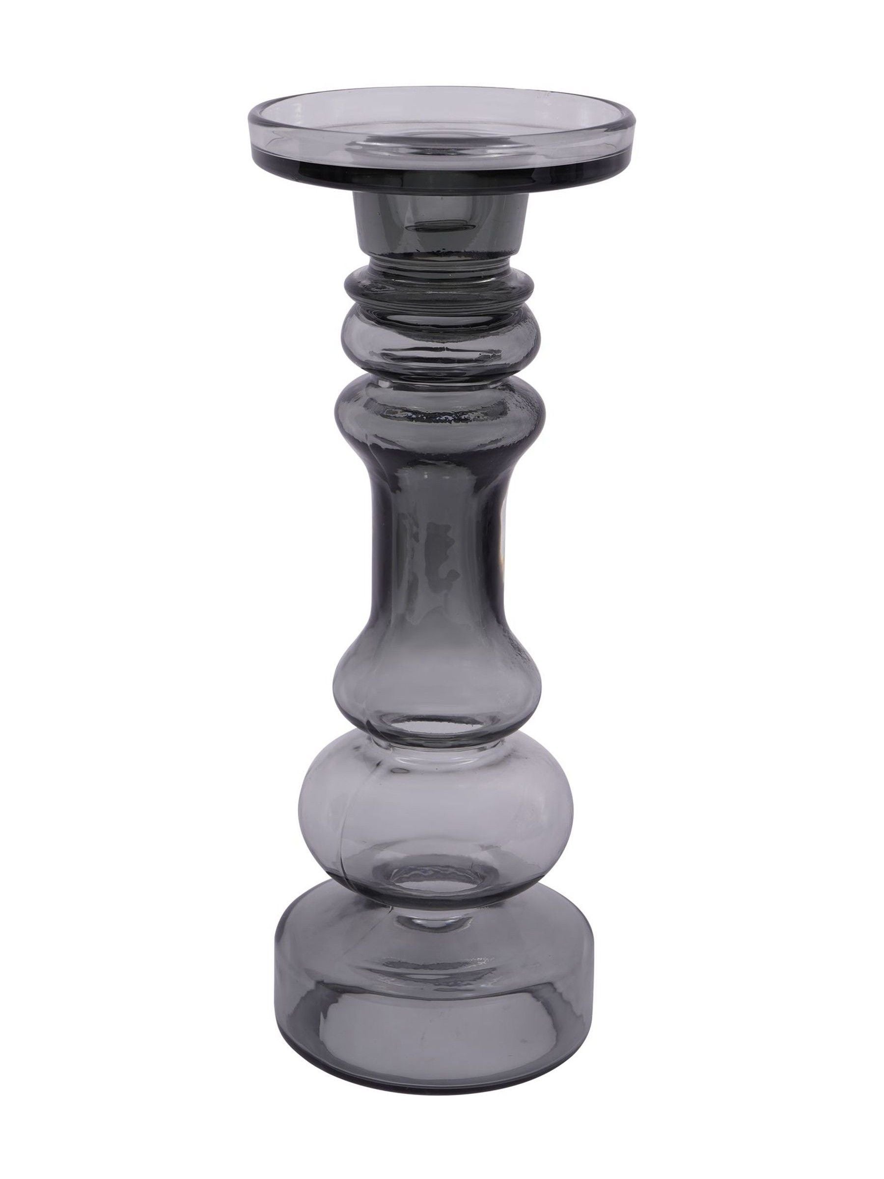 Libra Interiors grey vitrum glass candle holder 30cm, UK version