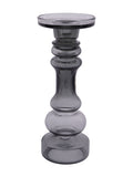 Libra Interiors grey vitrum glass candle holder 30cm, UK version