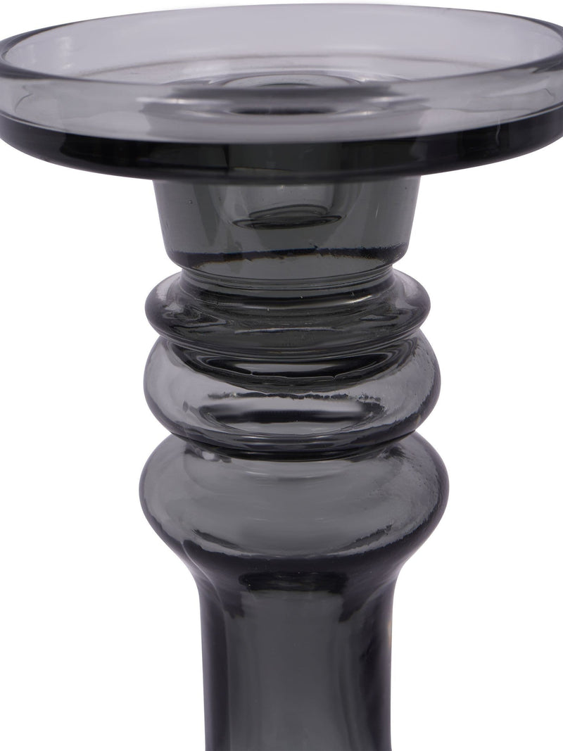 Libra Interiors grey vitrum glass candle holder 30cm, UK version
