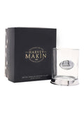 Harvey Makin rugby whisky tumbler with metal emblem, UK version