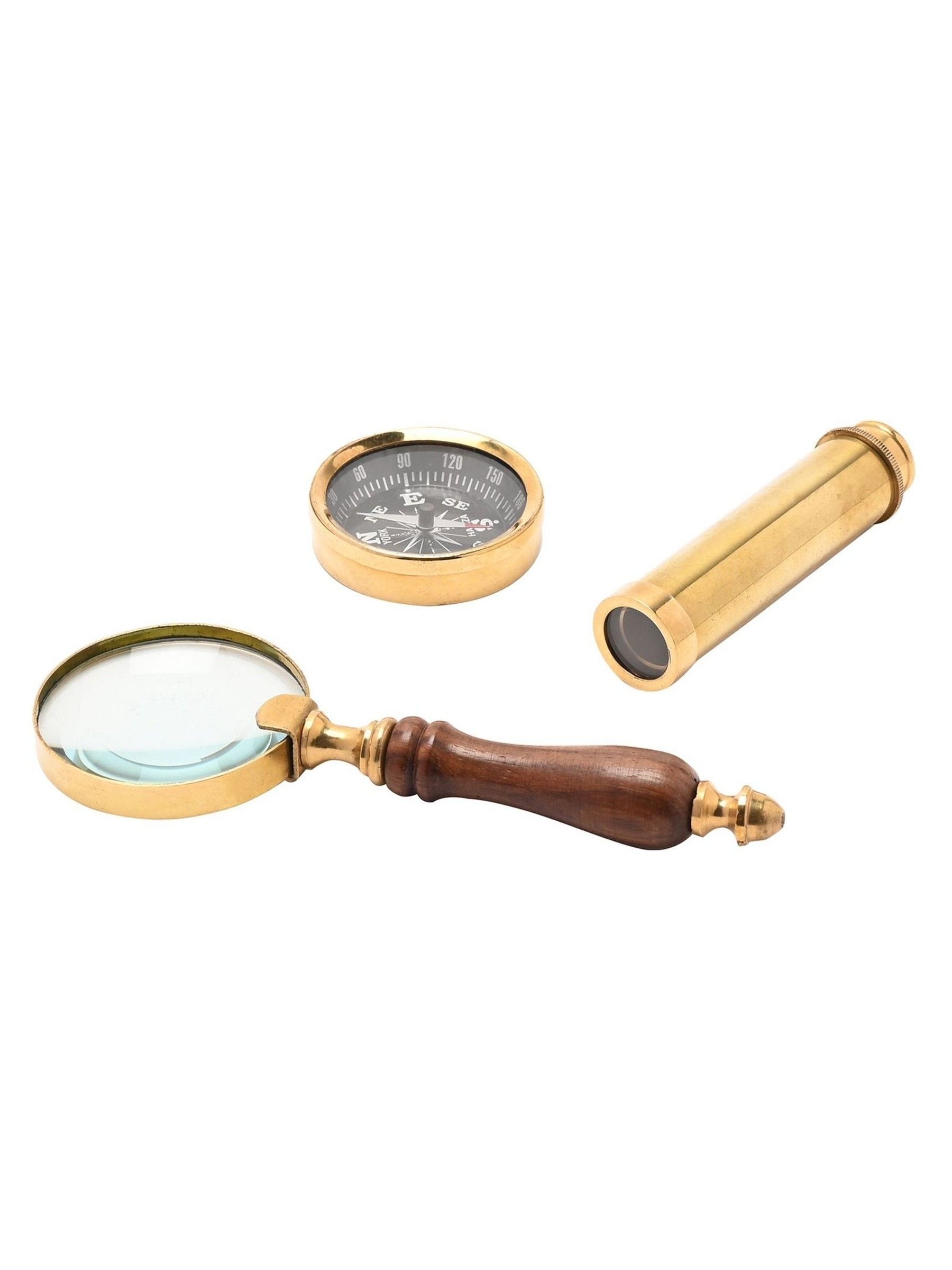 Harvey Makin miniature telescope compass magnifying glass set, UK version