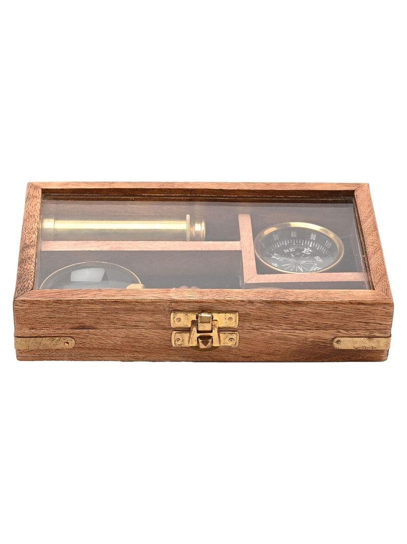 Harvey Makin miniature telescope compass magnifying glass set, UK version