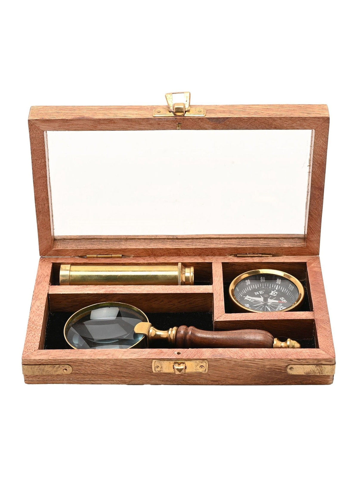 Harvey Makin miniature telescope compass magnifying glass set, UK version