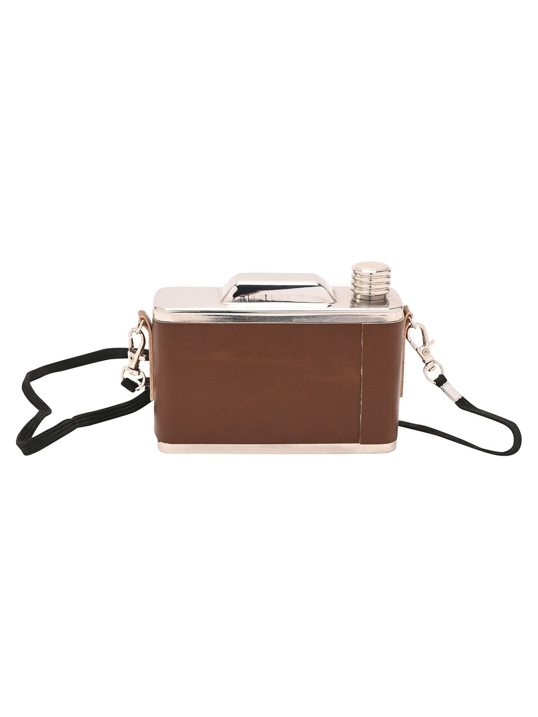 Widdop Brown camera hip flask 11oz - British product
