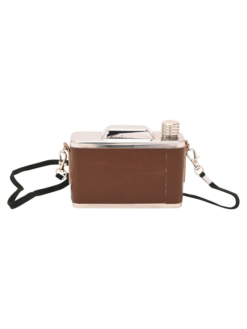 Widdop Brown camera hip flask 11oz - British product
